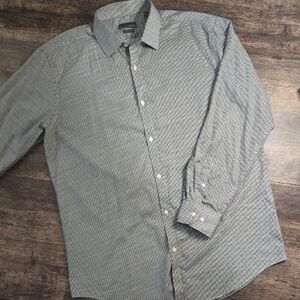 BLACK LABEL RUFFINI Men's Patterned Houndstooth Long Sleeve Black/White Sz L